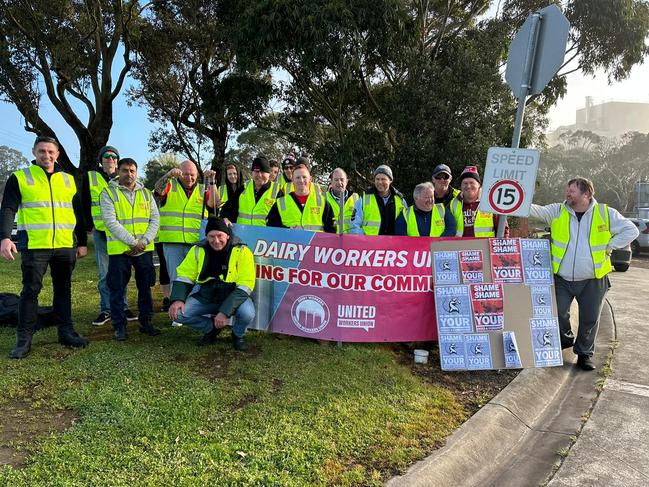 UWU members outside the Fonterra Cobden factory.