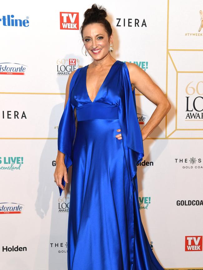 Multi Gold Logie winner Georgie Parker stands out in a striking blue colour. Picture: AAP Image/Dan Peled