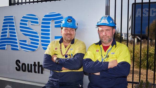 ASC workers Glen Dallimore and Dave Coulthard have their future work secured. Picture: MATT LOXTON