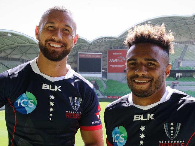 Rebels with a cause: Quade Cooper (left) and Will Genia in Melbourne. Photo: Marty Cambridge, Rugby Australia