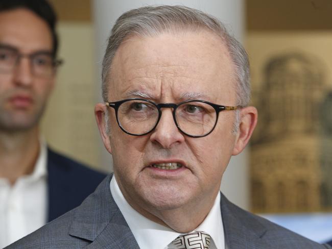 SYDNEY, AUSTRALIA - NewsWire Photos JULY 9 , 2024: Prime Minister Anthony Albanese visits the Sydney Jewish Museum to announce the appointment of Jillian Segal as a special envoy on antisemitism.   Picture: NewsWire / John Appleyard