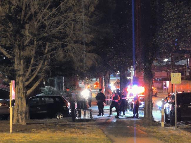 Police at the scene of the alleged shooting. Picture: Tom Wood