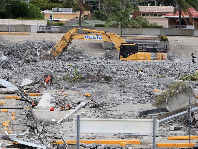 Demolition underway at Pacific Fair on the Gold Coast as the redevelopment swings into action. Picture Mike Batterham