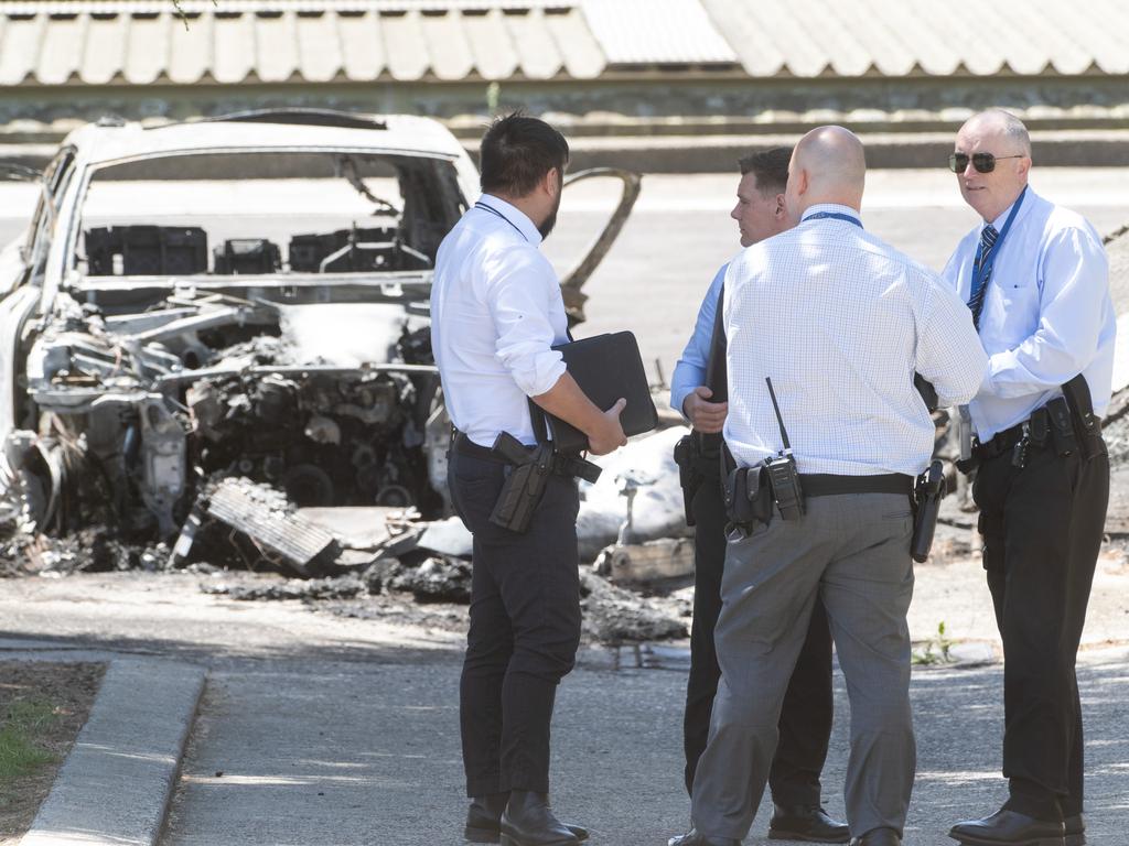 Detectives at the scene in Reservoir. Picture: Tony Gough