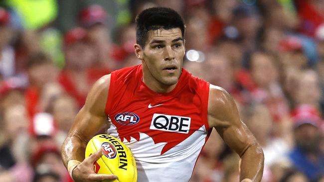 Sydney's Lewis Melican during the AFL Round 2 match between the Sydney Swans and Essendon Bombers at the SCG on March 23, 2024. Photo by Phil Hillyard(Image Supplied for Editorial Use only - Phil Hillyard  **NO ON SALES** - Â©Phil Hillyard )