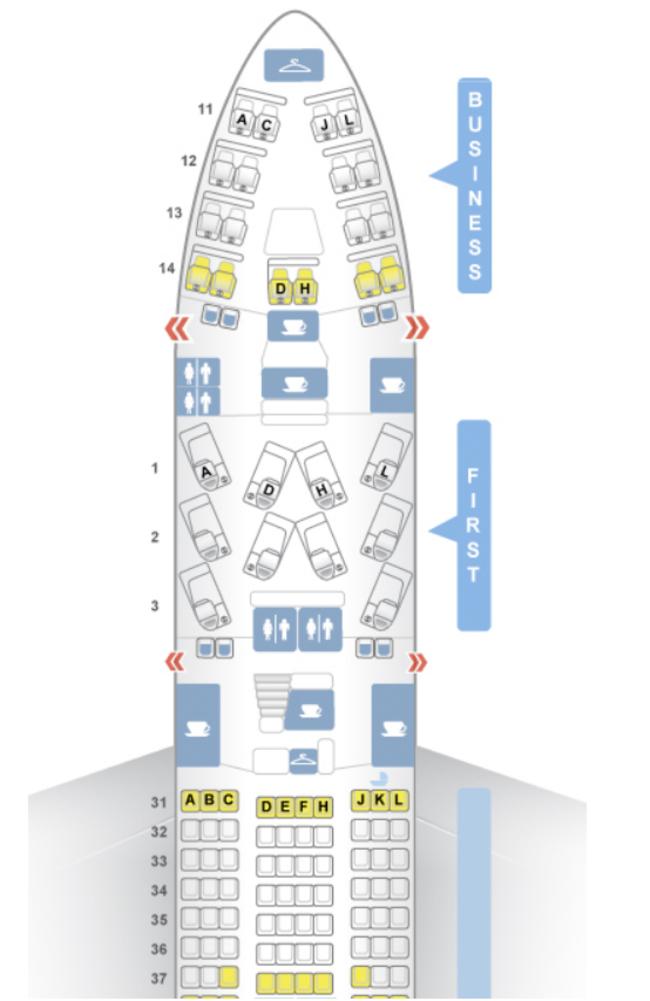 On Air China’s 747-400, seat 1A isn’t where you would expect.