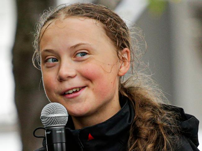 Swedish climate activist Greta Thunberg, 16, speaks after a 15-day journey crossing the Atlantic on August 28, 2019 in New York. - Greta Thunberg called on US President Donald Trump to listen to science. "My message for him is listen to the science and he obviously doesn't do that," the 16-year-old told reporters after stepping on to dry land in Manhattan. (Photo by Kena Betancur / AFP)