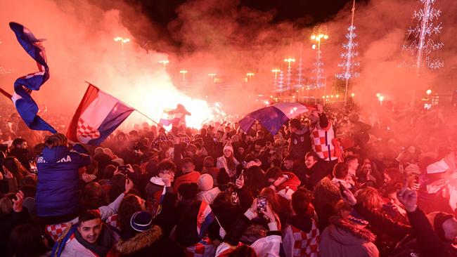 Croatian fans in Zagreb celebrated the victory in the streets. Picture: AFP.