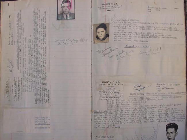 A register containing personal details of some 145 children — holocaust survivors — mainly orphans. The book includes an entry for Chaja Jachad Engelova (Yvonne Engelman) who was deported with her parents and returned alone.