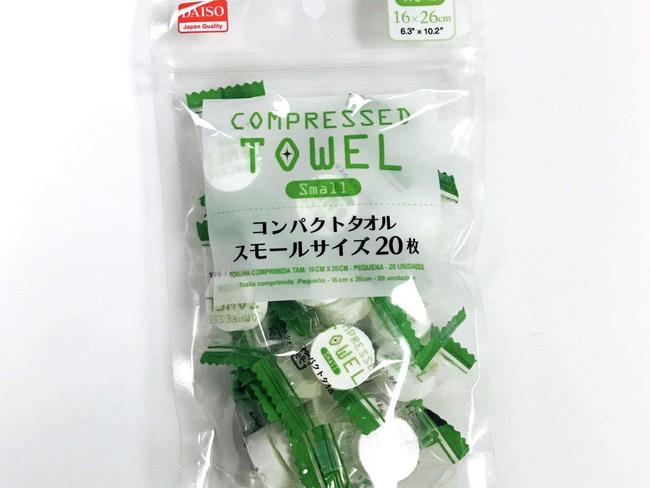 EMBARGO FOR TWAM 21 JANUARY 2023. FEE MAY APPLY.  TWAM Road Test, compressed towel from Daiso. Photo: Supplied