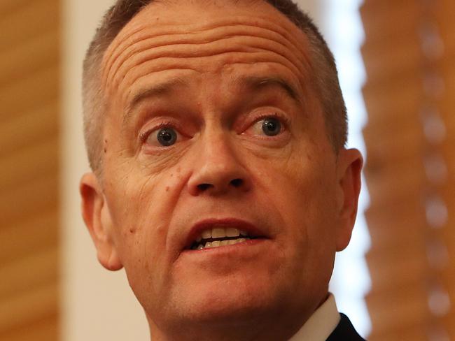 Former Leader Bill Shorten speaking in the Labor caucus meeting at Parliament House House in Canberra. Picture Kym Smith