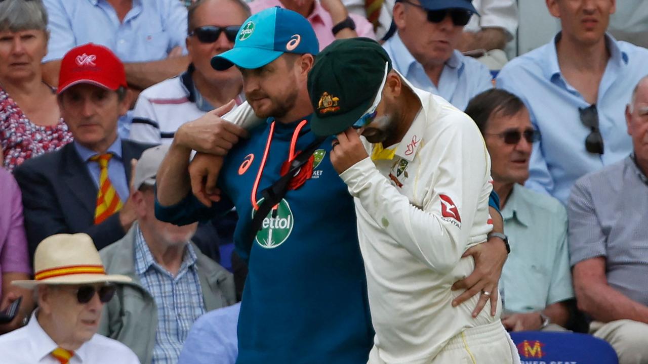 Lyon knew his Ashes was done. (Photo by Ian Kington / AFP)