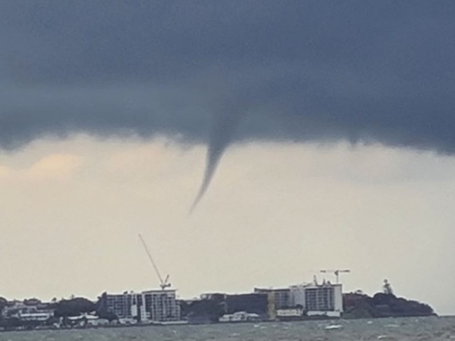 A water spout forming near Woody Point. Picture: Leanne Piercy