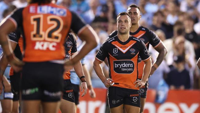 Luke Brooks and the Tigers have had a tough start to the season. Picture: Mark Kolbe/Getty Images