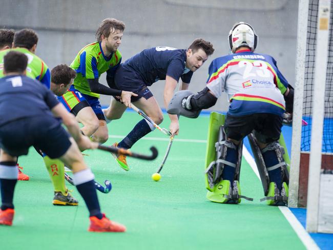 Chaos in the OHA goal circle. Picture: Richard Jupe