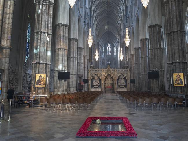 The Duchess of Sussex's wedding bouquet is laid on the grave of the Unknown Warrior in the west nave of Westminster Abbey. Picture: Getty