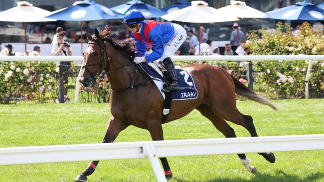 Zaaki, ridden by Jamie Kah, won the 2022 All-Star Mile at Flemington. Picture: George Sal–Racing Photos via Getty Images