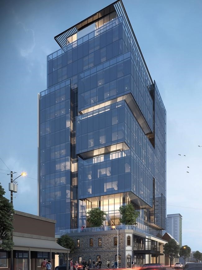 Artist’s impression of the 18-storey tower that was planned for the Hotel Wright St site. Picture: Mohyla Architects