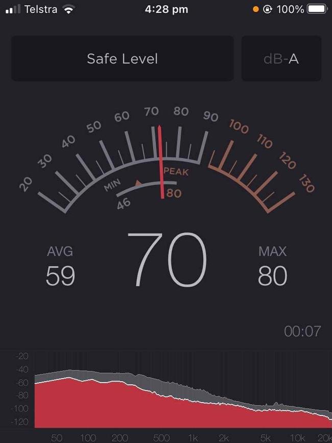 Noise pollution from the Nexif Energy power plant on Wednesday, June 1, recorded at St Kilda. Credit Peri Coleman