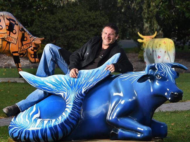 Artist Tank with cow sculpture in Shepparton. Picture: Rob Leeson.