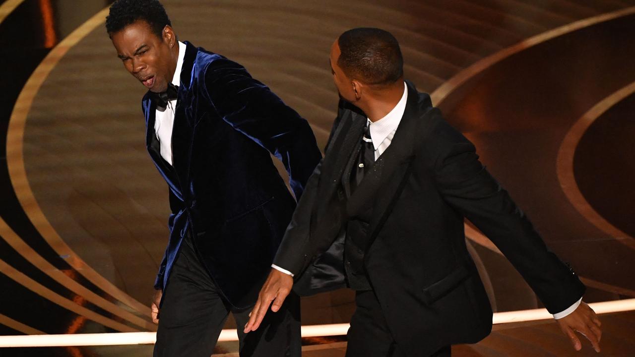 The moment Smith slapped Rock on stage. Picture: Robyn Beck/AFP