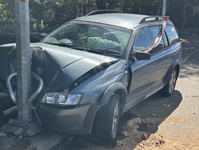 The 2005 Holden Adventra crashed into a pole at the intersection of Elizabeth and Miller Street at Urangan about 12.05am on Friday.