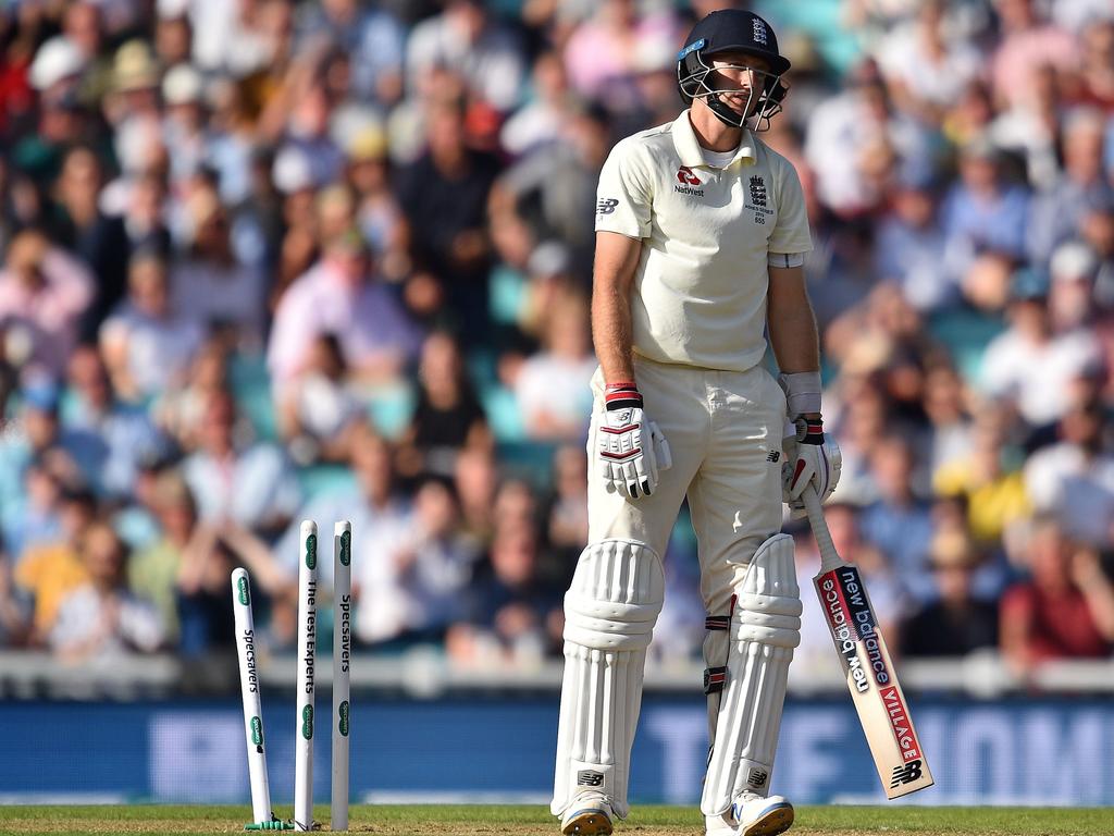 Joe Root is bowled by Pat Cummins during the last Ashes series. Picture: Glyn Kirk/AFP