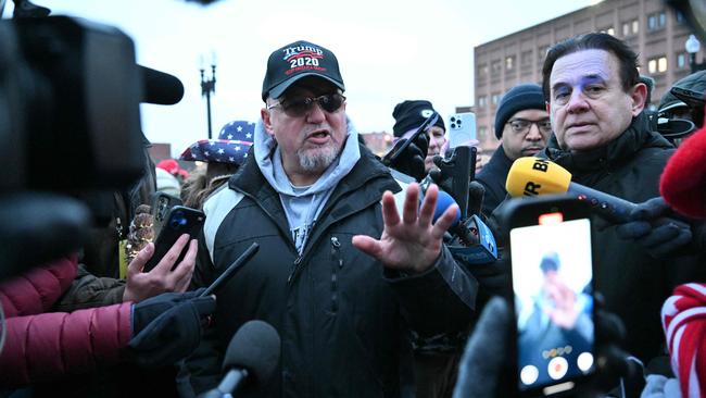 Oath Keepers founder Stewart Rhodes has his say on the pardons in Washington, DC. Picture: AFP