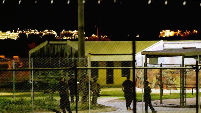 Armed officers are seen inside Don Dale Youth Detention Centre in Berrimah on Friday, April 19, 2019. Picture: Keri Megelus