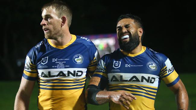 SYDNEY, AUSTRALIA - JULY 18: George Jennings of the Eels reacts after a disallowed try during the round 10 NRL match between the Manly Sea Eagles and the Parramatta Eels at Lottoland on July 18, 2020 in Sydney, Australia. (Photo by Jason McCawley/Getty Images)