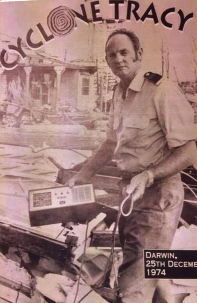 Paddy standing at the destroyed Nightcliff Fire Station. Picture: Supplied