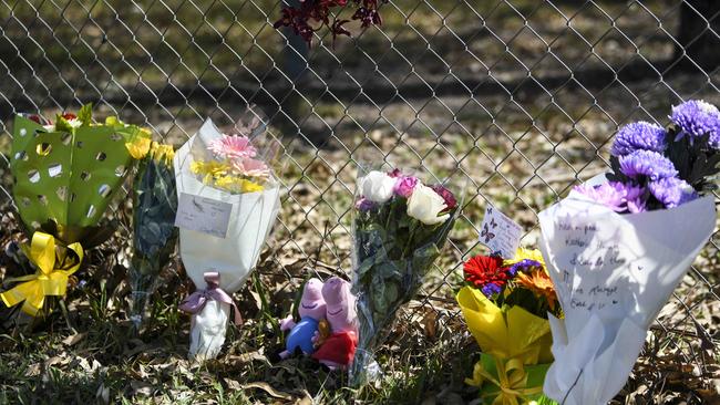 Floral tributes from members of the public at the crash site.