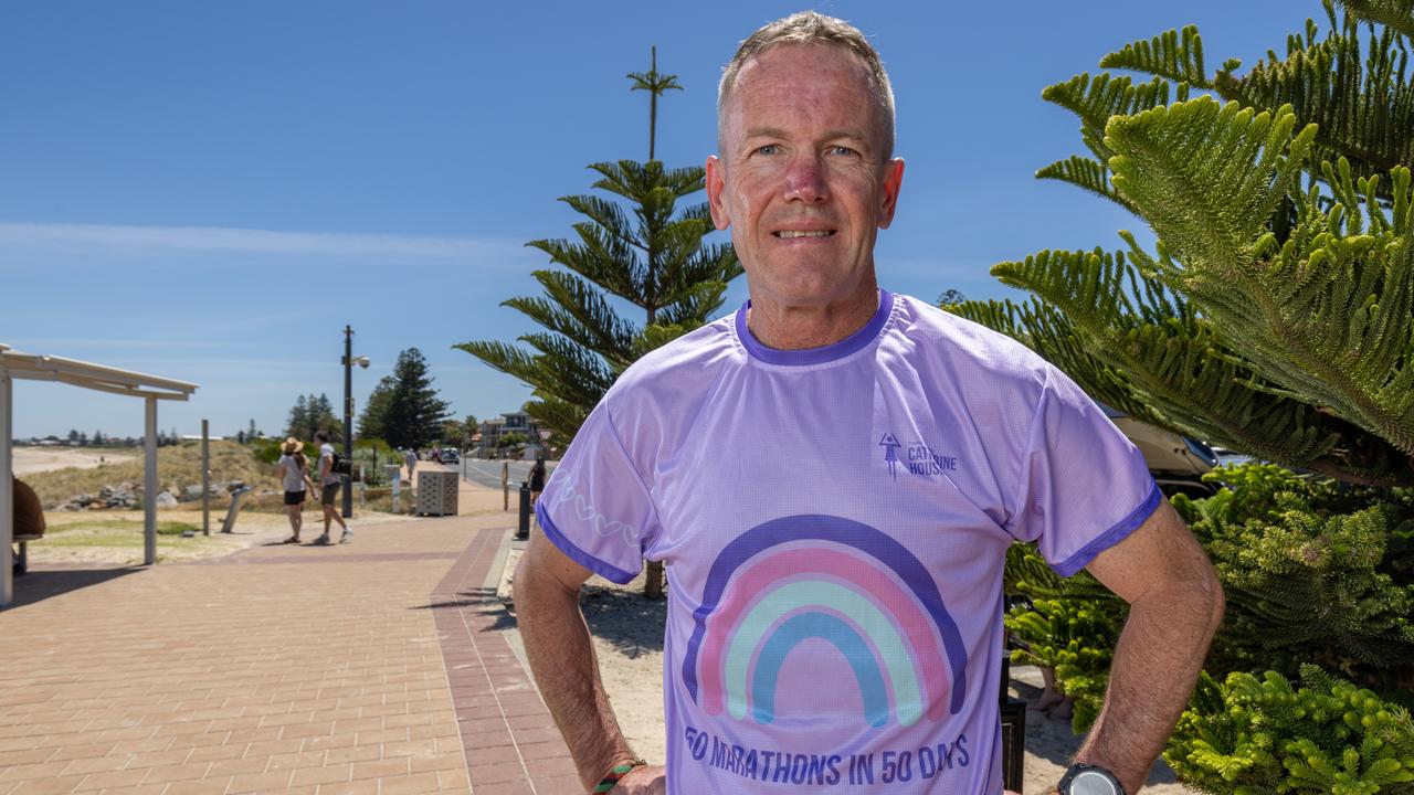 Athlete Asa Cowell at the starting point of his quest to run 50 marathons in 50 days. Picture: Ben Clark