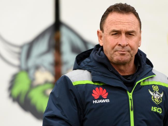 CANBERRA, AUSTRALIA - SEPTEMBER 07: Coach Ricky Stuart of the Raiders during the round 25 NRL match between the Canberra Raiders and the New Zealand Warriors at GIO Stadium on September 07, 2019 in Canberra, Australia. (Photo by Tracey Nearmy/Getty Images)