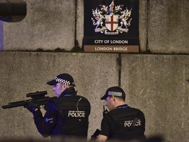 The police who brought the terrorists down are thought to be from the Met’s SCO19 armed response squad. Picture: AP