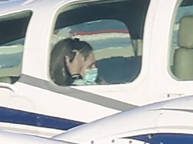 Anna Coffey catching an Angel Flight to Essendon Airport from Bankstown in NSW. She is now able to see her dying dad while in quarantine by Vic Health. The Angel Flight carrying Anna taxies after landing at Essendon Airport.                     Picture: David Caird