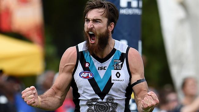 Powerhouse forward Charlie Dixon looms as a major player for Port Adelaide this season. Picture: Dan Peled/AAP.