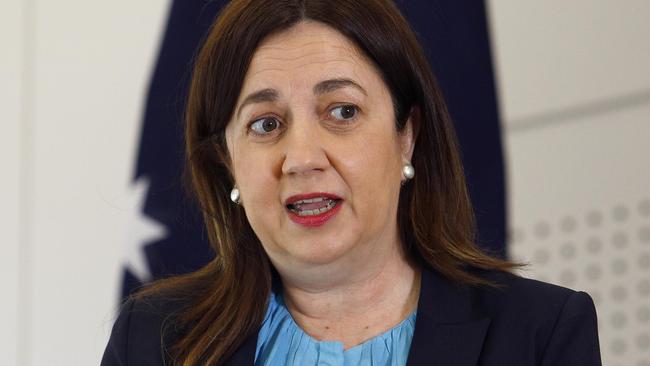 Queensland Premier Annastacia Palaszczuk during a press conference in Brisbane on Monday. Picture: NCA NewsWire/Tertius Pickard