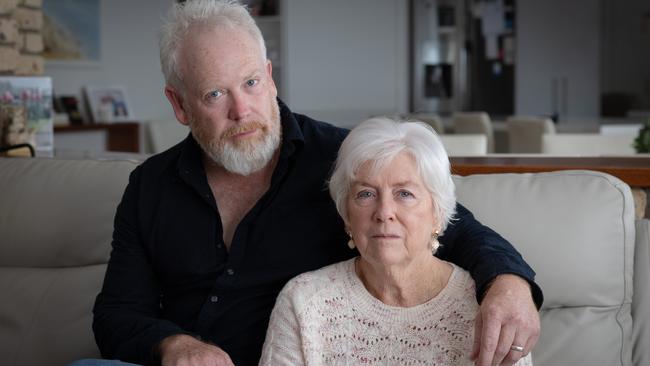 Dan Halpin with his mother Gwen, who was scammed. Picture: Danielle Smith