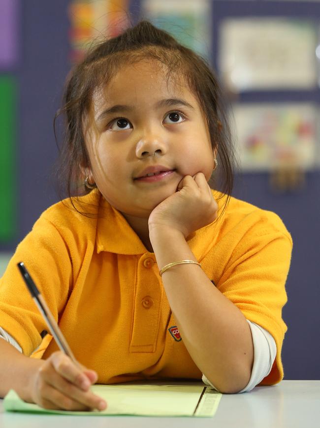 Hayley Vu is writing to her pen pal. Picture: Robert Pozo