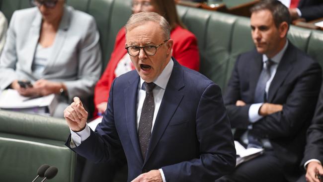 Anthony Albanese in question time. Picture: NCA NewsWire / Martin Ollman