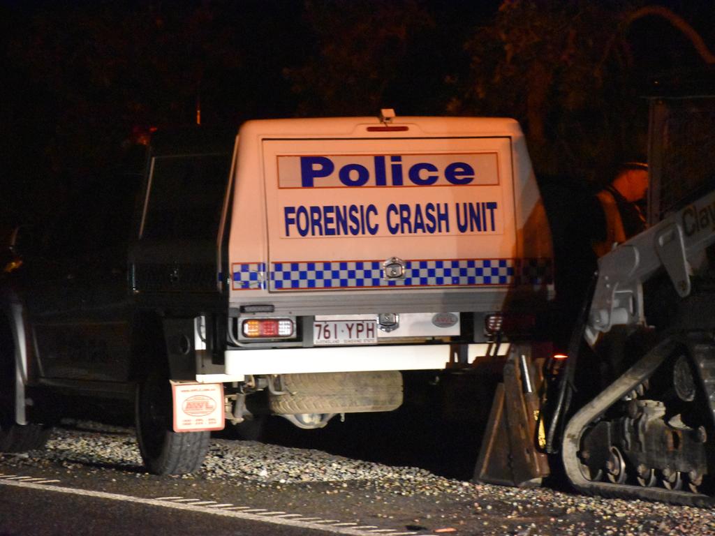 Emergency services have closed the Bruce Highway after a horror collision between a truck and a ute. Picture: Lillian Watkins