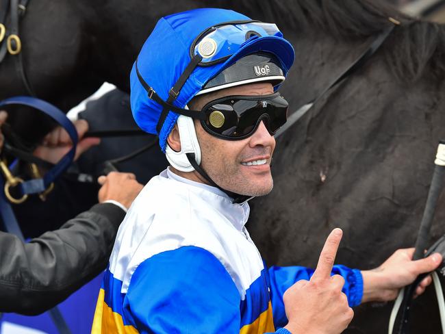 Michael Walker after Jigsaw won the Take It To The Neds Level Handicap , at Caulfield Racecourse on May 28, 2022 in Caulfield, Australia.(Reg Ryan/Racing Photos)