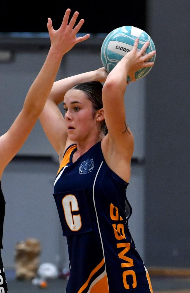 Gilroy Santa Maria centre Jess Furber. QISSN Netball Carnival at Townsville Stadium. All Souls St Gabriels School Charters Towers against Gilroy Santa Maria College Ingham. Picture: Evan Morgan