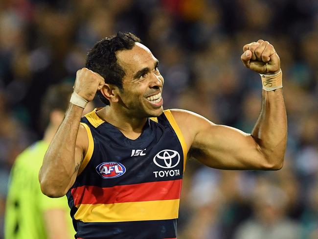 Eddie Betts celebrates a goal during Showdown 42. Picture: Tom Huntley