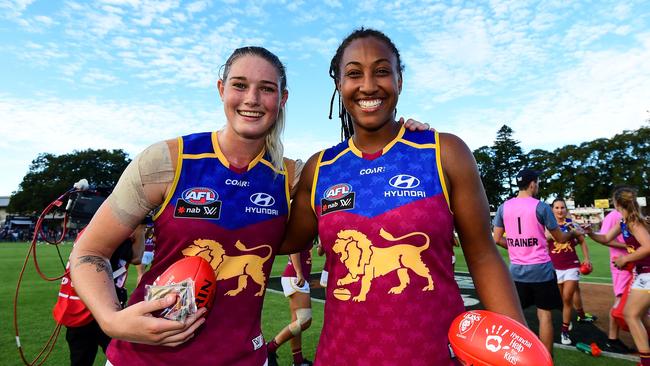 Tayla Harris and Sabrina Frederick-Traub have made their presence felt. Photo: Daniel Carson/AFL Media/Getty Images