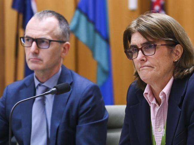 CANBERRA, AUSTRALIA, NewsWire Photos. FEBRUARY 15, 2024: Governor of the Reserve Bank of Australia, Michele Bullock and Christopher Kent - Assistant Governor (Financial Markets) appear before the Economics, Senate estimates at Parliament House in Canberra. Picture: NCA NewsWire / Martin Ollman