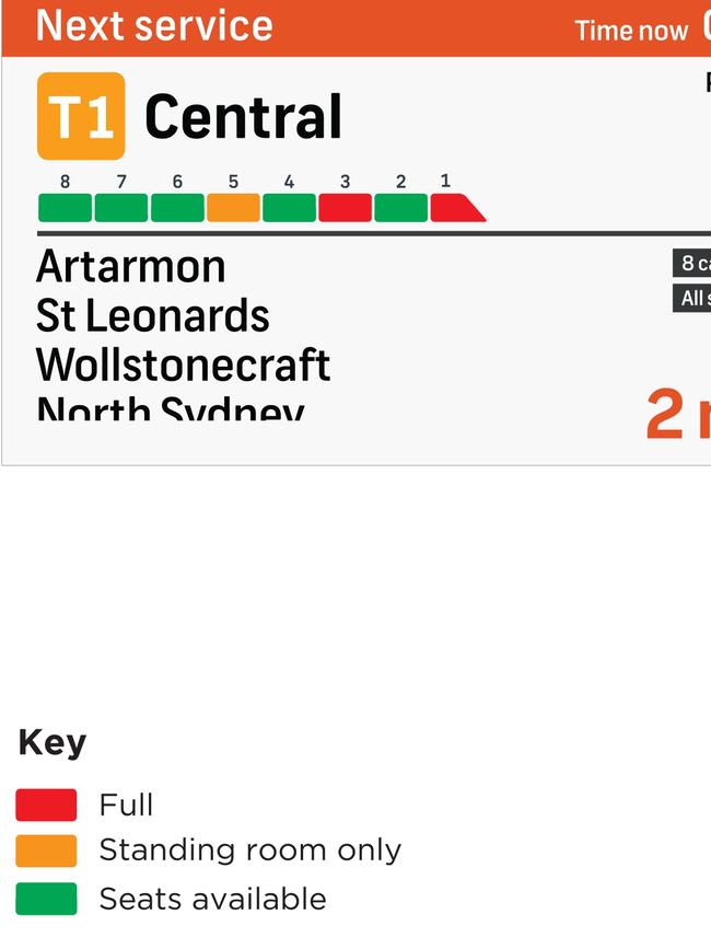 Commuters will be able to see how packed train carriages are.