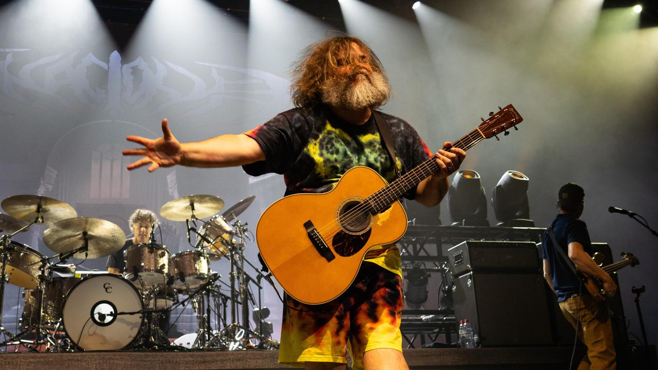 Jack Black fronting Tenacious D in Sydney on Saturday. Picture: Tom Parrish