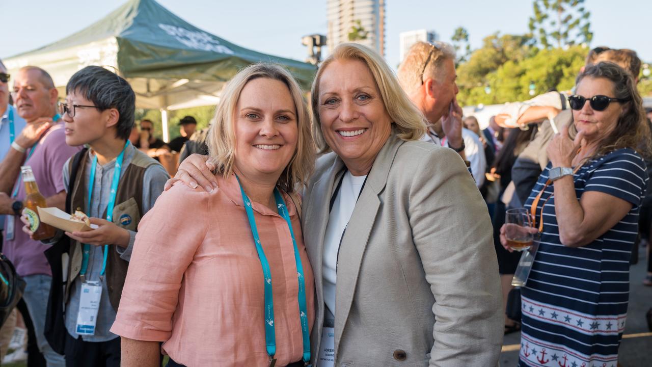 Rachel Hancock and Adrienne Readings for The Pulse at the Australian Tourism Exchange at the Gold Coast Convention and Exhibition Centre, May 4 2023. Picture: Steven Grevis